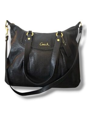 Coach 2012 Ashley Black Python Leather Shoulder Bag or Hand Carry F20104 Style